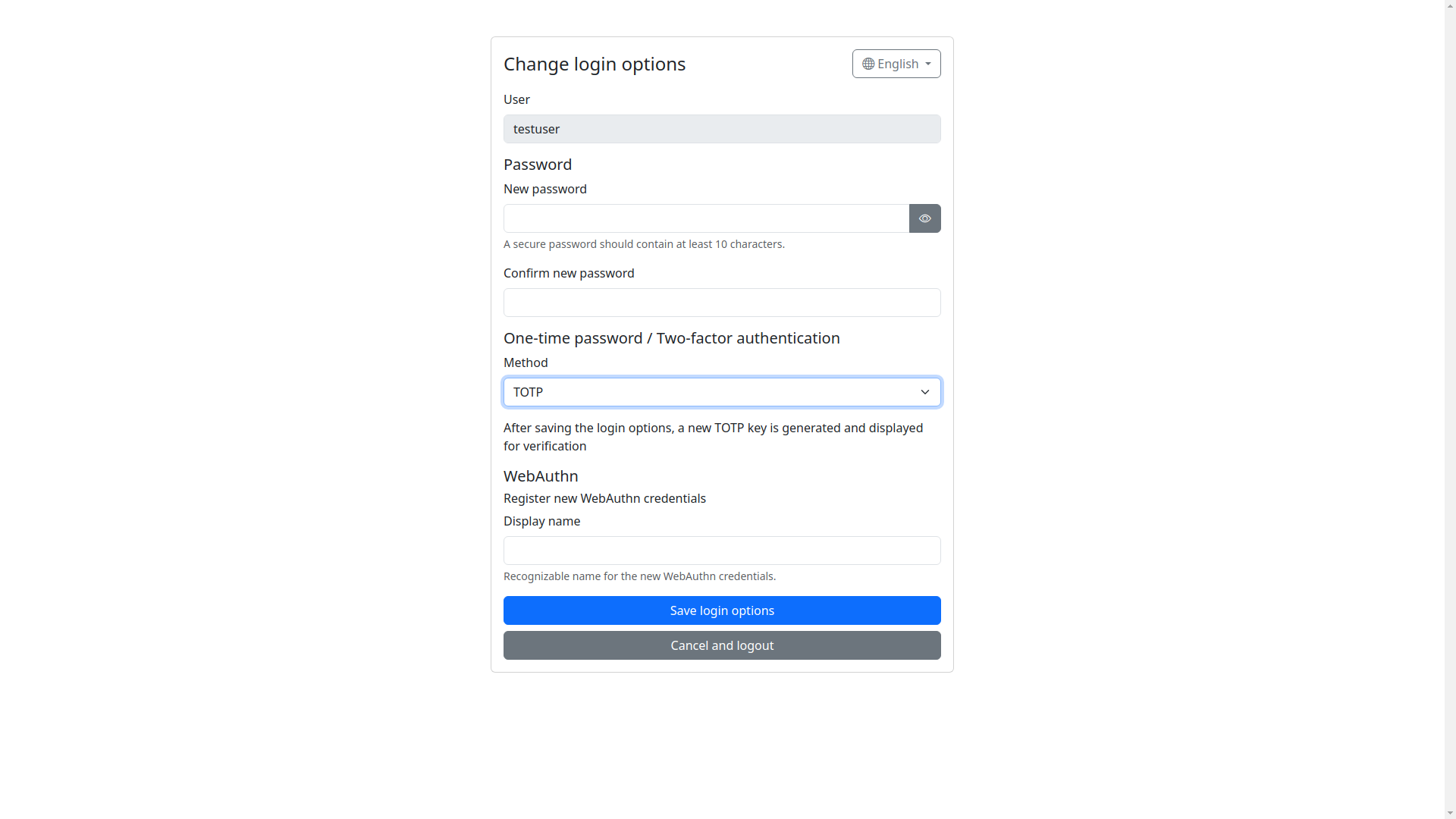 Login Edit User OTP TOTP