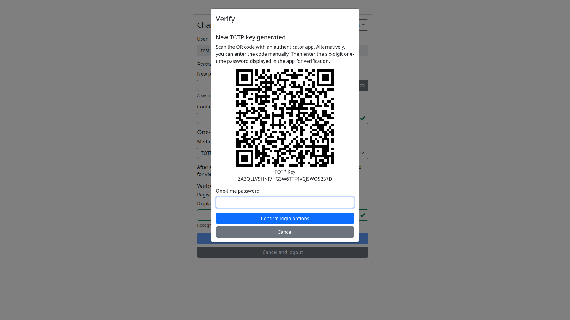 Login Edit User OTP TOTP Verify