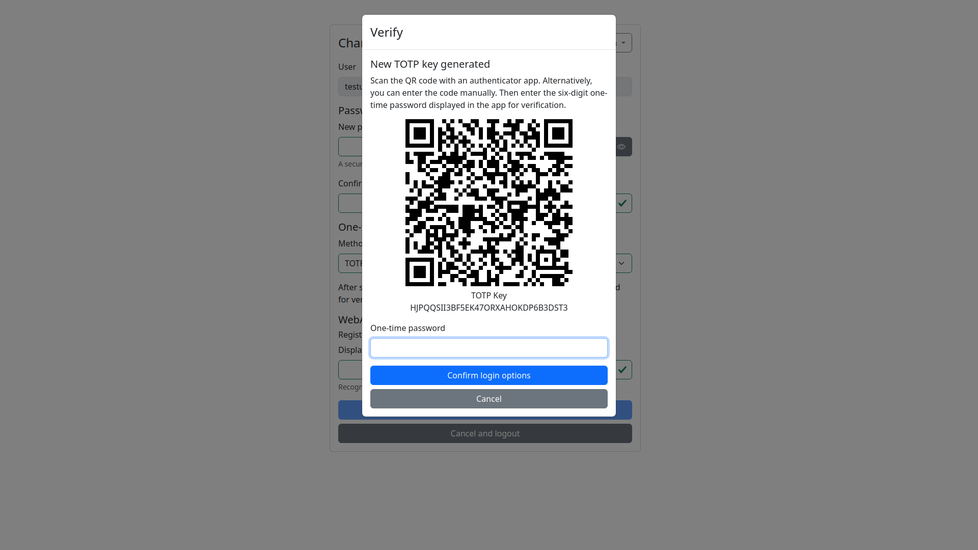 Login Edit User OTP TOTP Verify