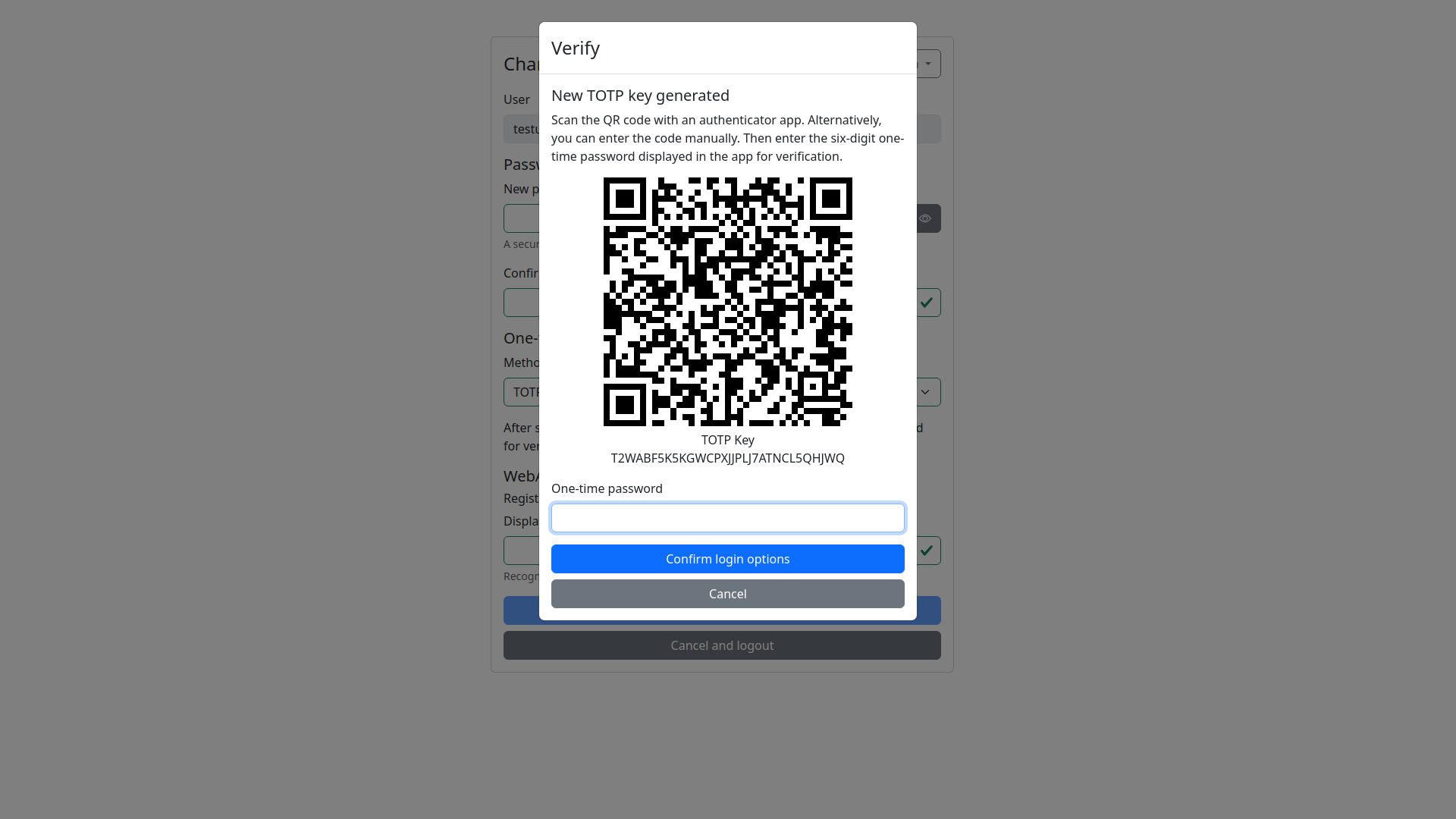 Login Edit User OTP TOTP Verify