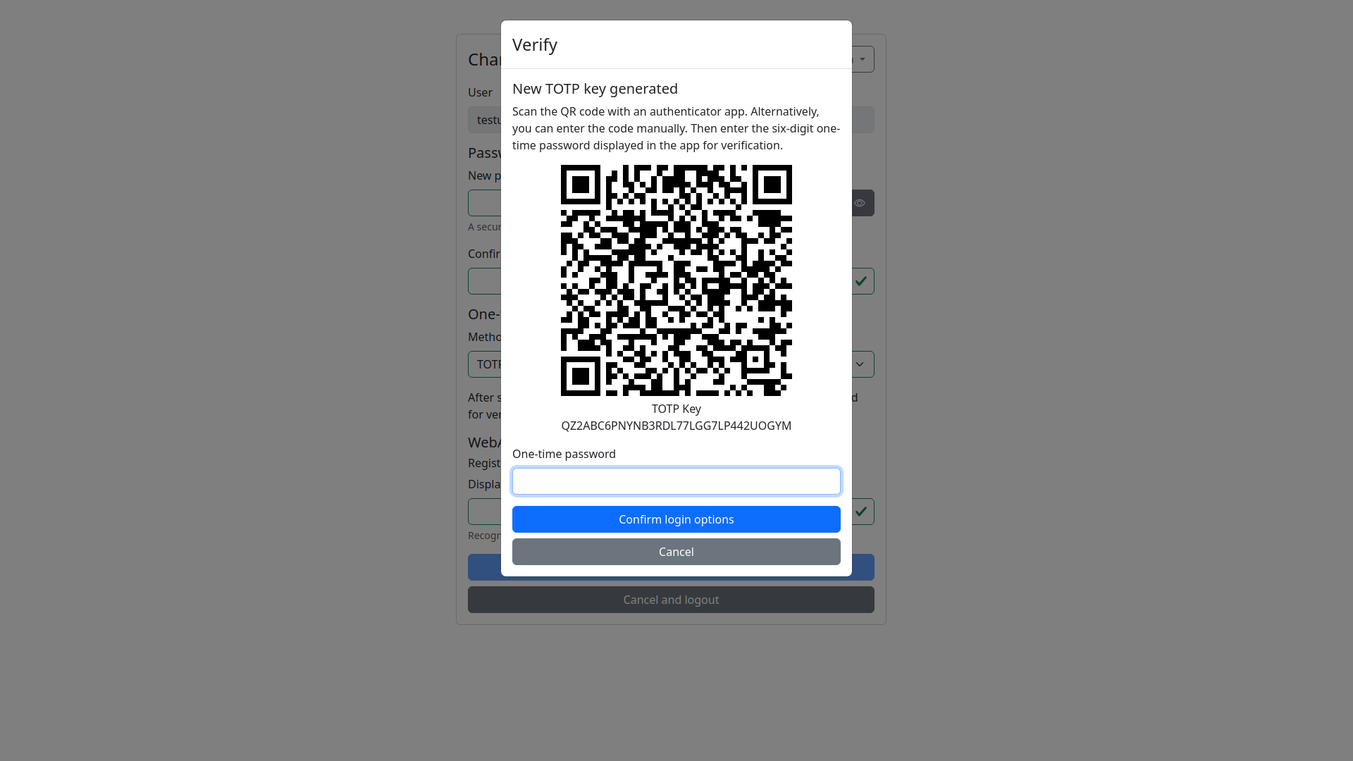 Login Edit User OTP TOTP Verify